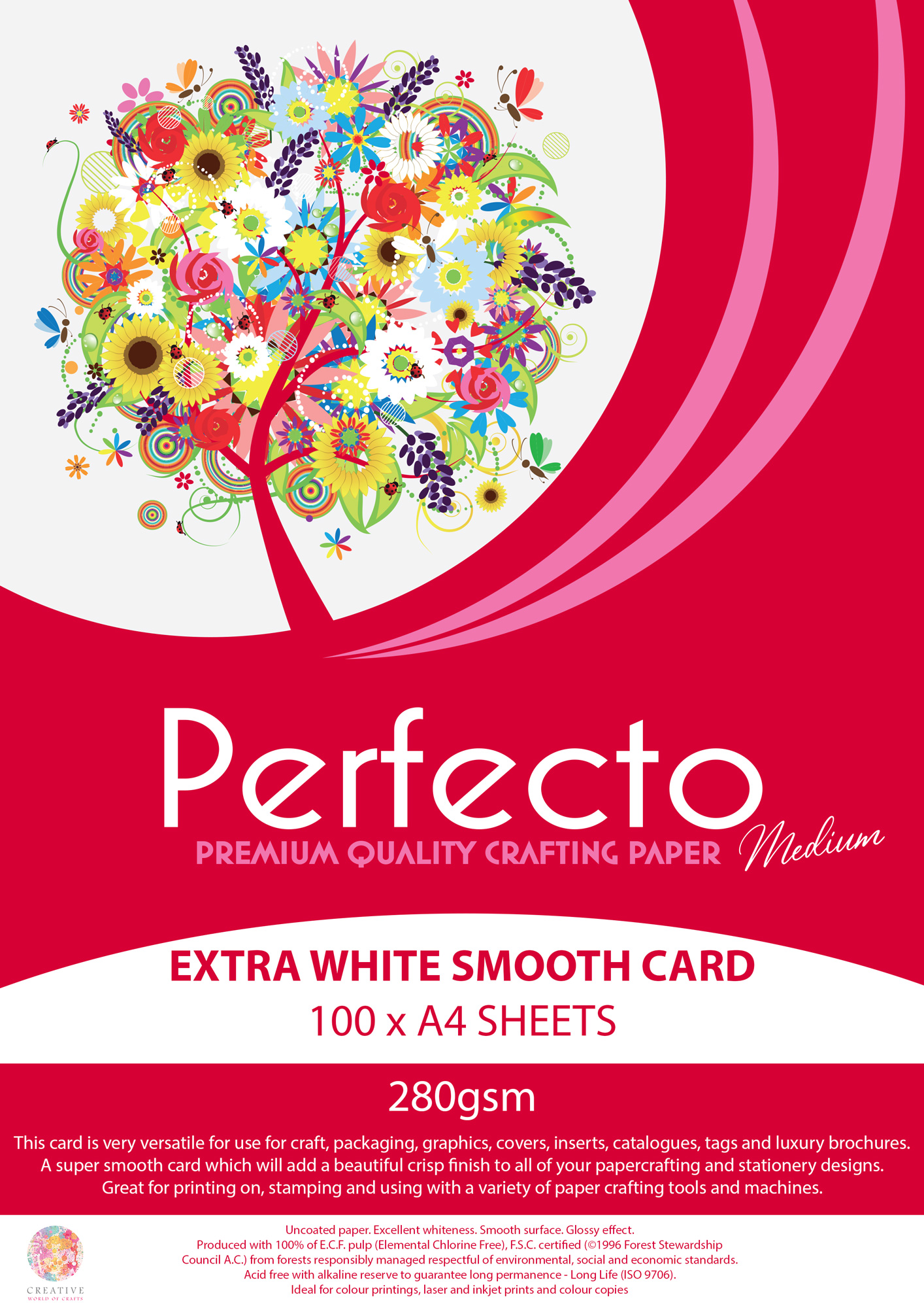 Perfecto 280gsm Extra White Card Stock A4 100 Sheets