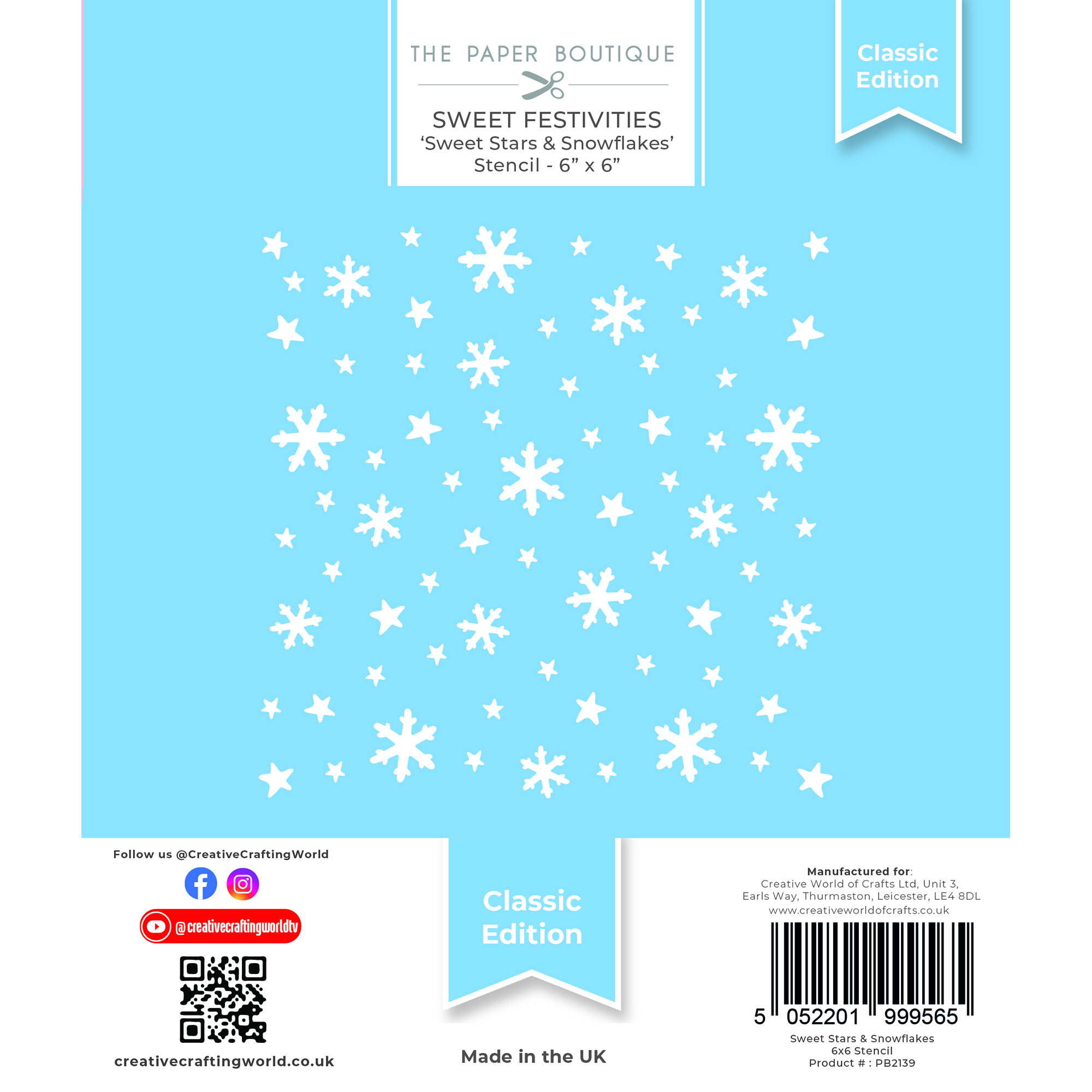 The Paper Boutique - Sweetest Festivities - 6x6 Stencil set - Sweet Stars & Snowflake PB2139