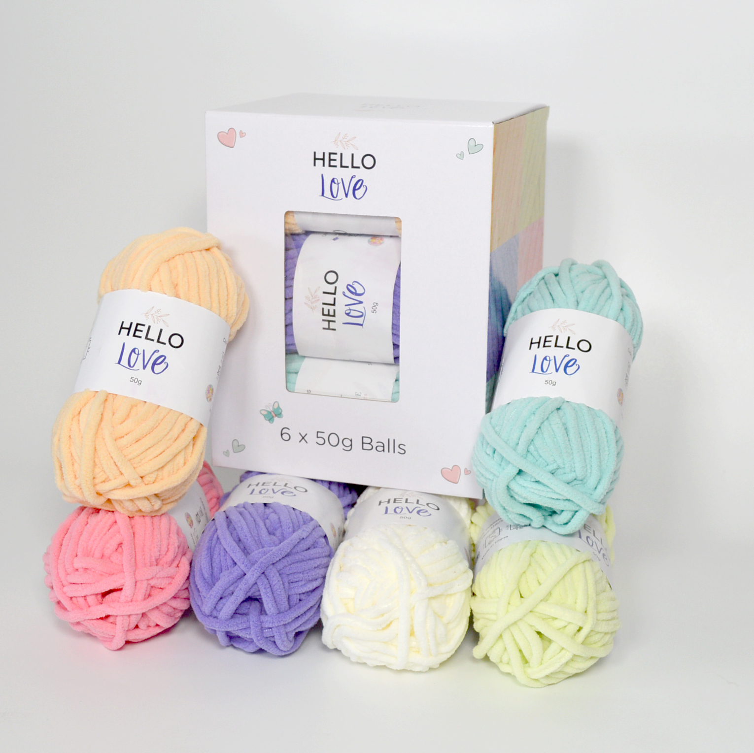 HELLO LOVE 6 balls x 50g Blanket Yarn Pastel Pack
