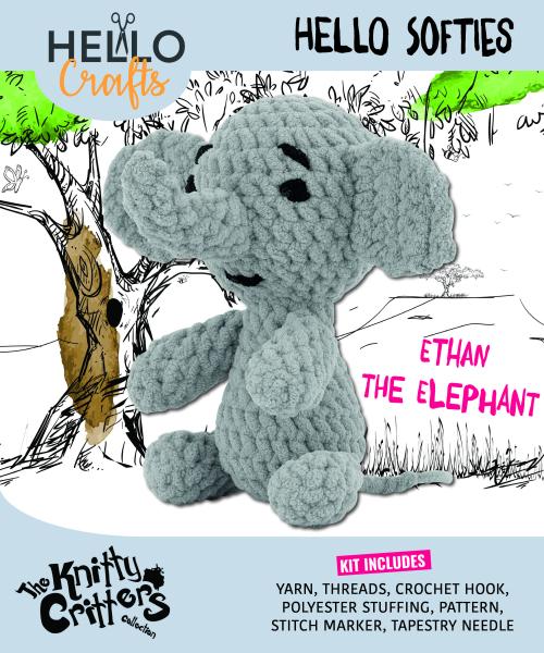 Knitty Critters - Hello Softie Crochet Kits - Ethan The Elephant