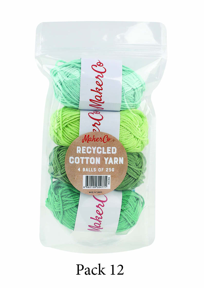 MakerCo Recycled Cotton Yarn Pack of 4 Balls