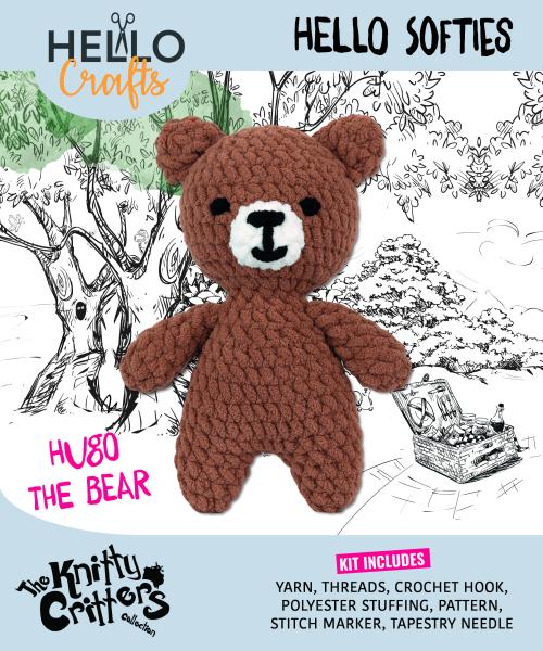 Knitty Critters - Hello Softie Crochet Kits - Hugo The Bear